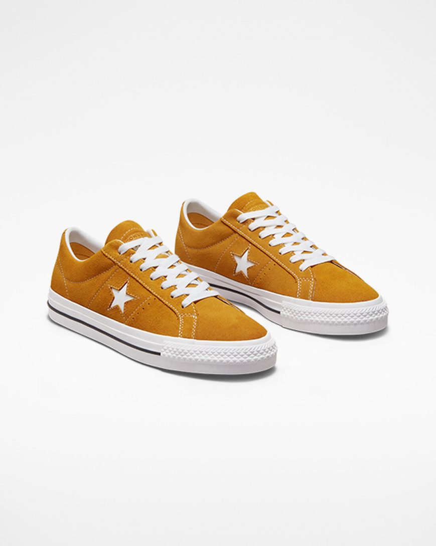 Men's Converse One Star Pro Skate Shoes Gold Orange / White / Black | AU C4631P